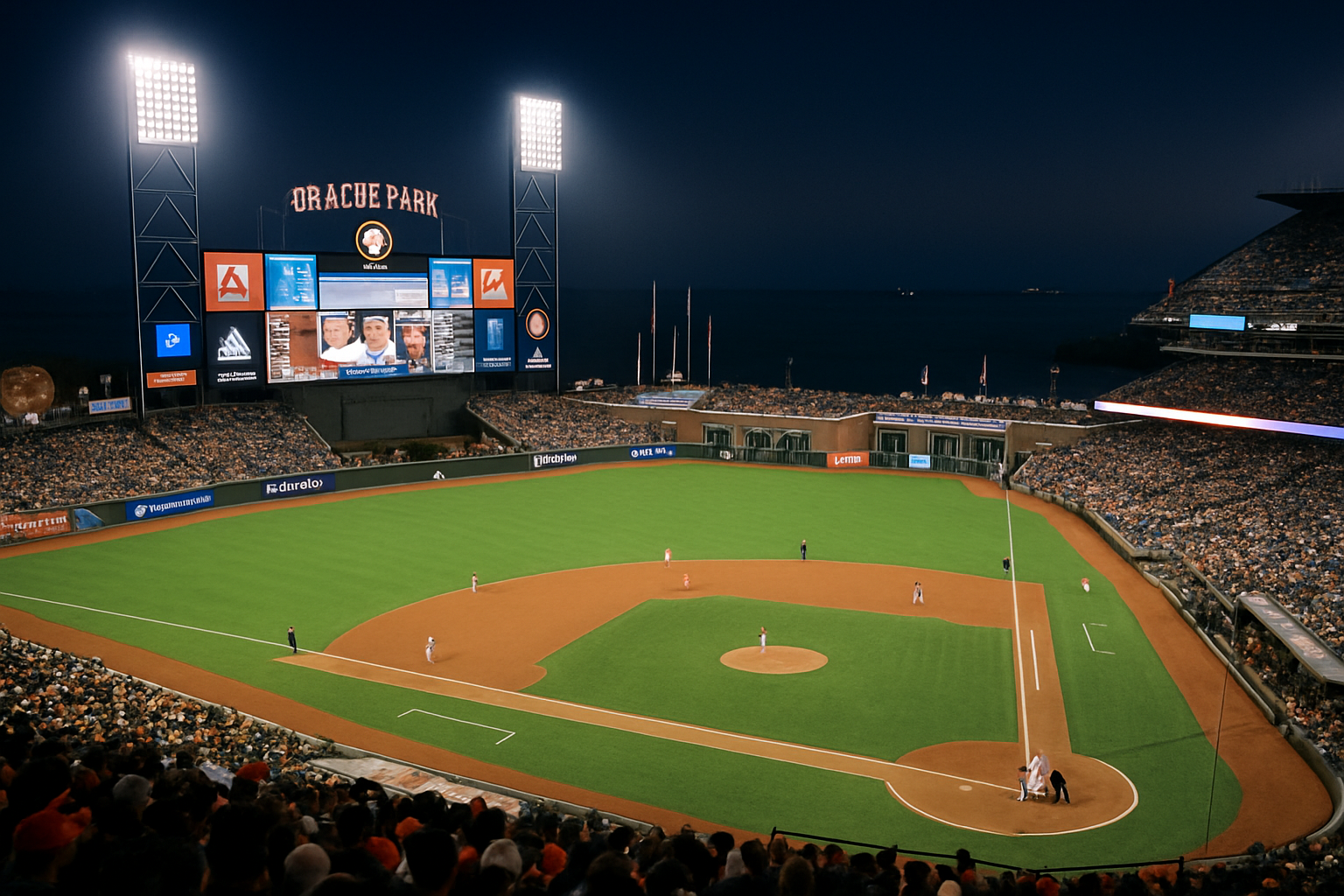 샌프란시스코 자이언츠 홈경기장의 야경 전경, MLB 중계 관련 블로그 삽입 이미지