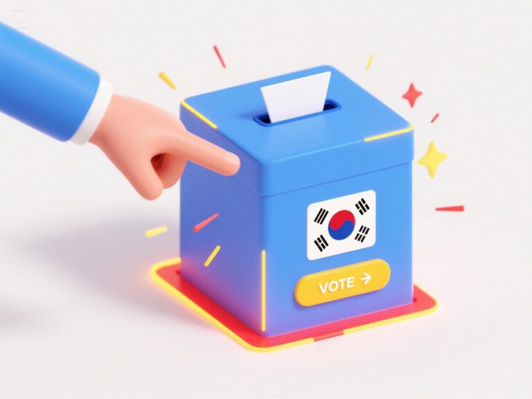 사전투표를 상징하는 투표함과 손가락 클릭 이미지, 고양시 투표 참여를 유도하는 시각 자료