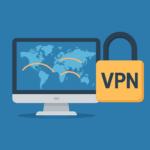 alt="VPN을 통해 해외 스트리밍을 안전하게 시청하는 개념 일러스트"