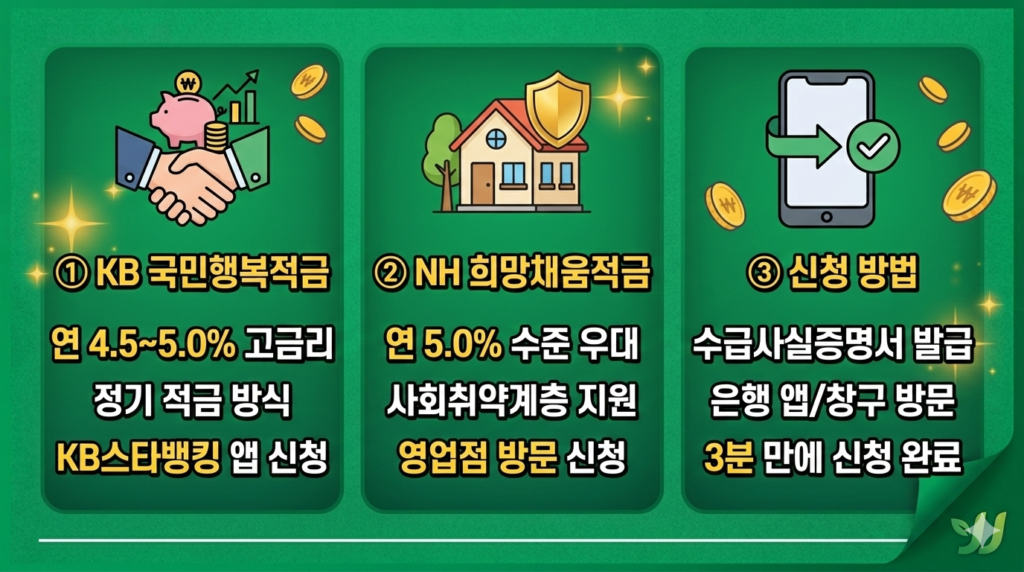 근로장려금 수급자 전용 고금리 적금 상품 및 신청 방법 인포그래픽
