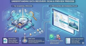 USB에서 삭제된 과제 파일들이 성공적으로 복구되어 폴더로 들어가는 이미지