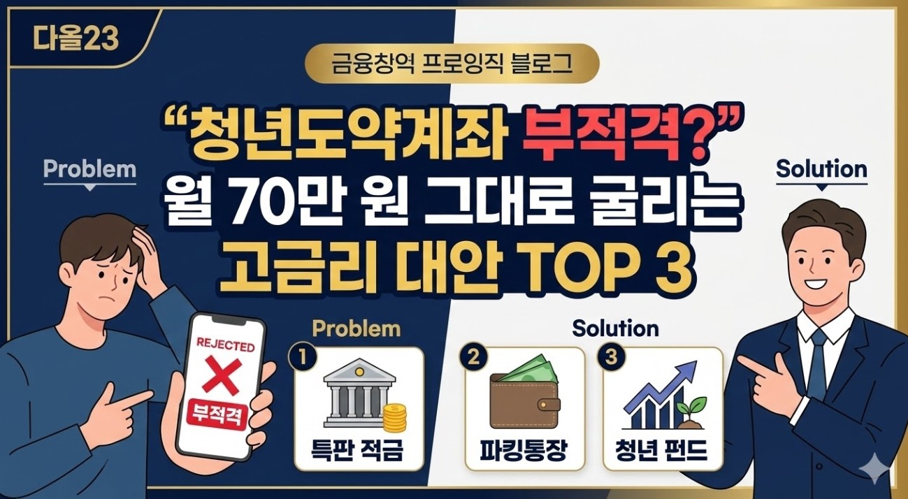 "청년도약계좌 부적격?" 월 70만 원 그대로 굴리는 고금리 대안 TOP 3 (시중은행 특판, 파킹통장, 청년 펀드)